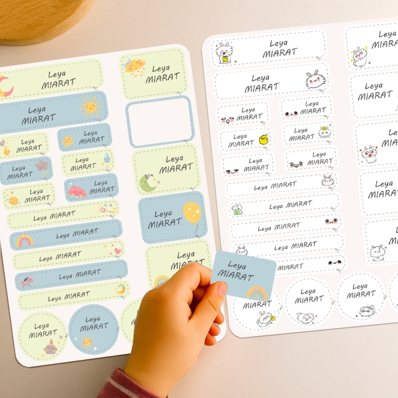 Étiquettes "Prénom/Nom" Rentrée Scolaire – Lot de 44 Autocollants