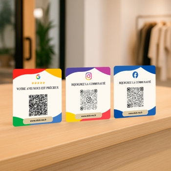 Stickers Réseaux Sociaux & Avis Google – Lot de 6